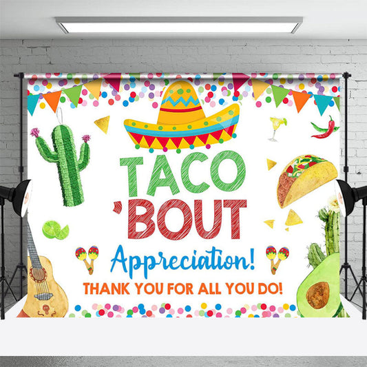 Lofaris Taco Bout Hat Guitar Dot Cactus Thank You Backdrop