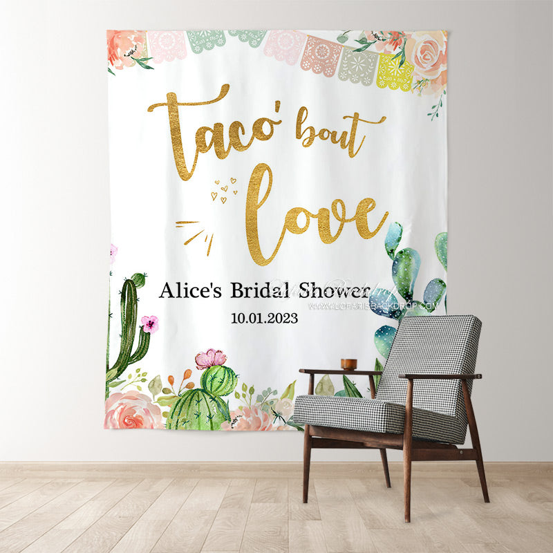 Lofaris Taco Bout Love Cactus and Floral Bridal Shower Backdrop
