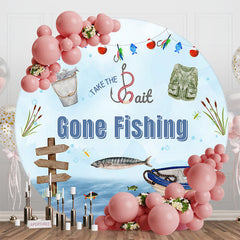 Lofaris Take The Bait Gone Fishing Round Birthday Backdrop