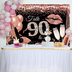 Lofaris Talk 90 To Me Rose Gold Heels Birthday Party Backdrop