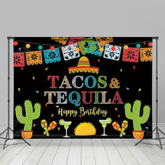 Lofaris Tasos Tequila Happy Birthday Mexican Fiesta Theme Backdrop
