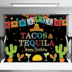 Lofaris Tasos Tequila Happy Birthday Mexican Fiesta Theme Backdrop