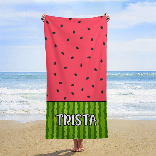 Lofaris Tasty Green Red Summer Watermelon Custom Beach Towel