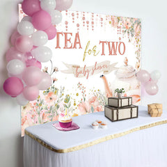 Lofaris Tea For Two Cup Pink Floral Baby Shower Backdrop