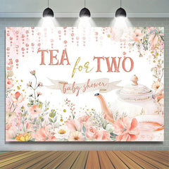 Lofaris Tea For Two Cup Pink Floral Baby Shower Backdrop