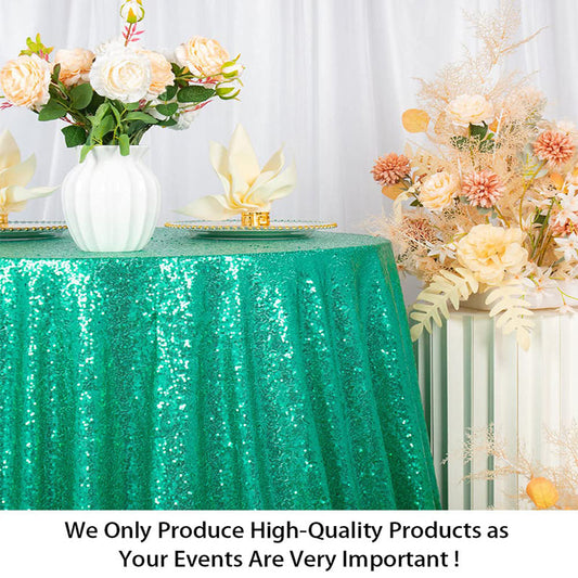 Lofaris Teal Green Glitter Sequin Banquet Round Table Cover