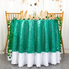 Lofaris Teal Green Glitter Sequin Banquet Round Table Cover