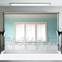 Lofaris Teal Room Window White Trim Retro Wall Backdrop