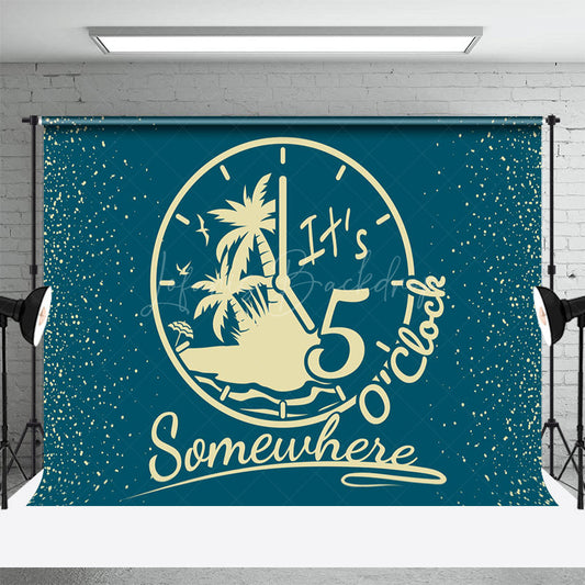 Lofaris Teal Yellow Its 5 Oclock Somewhere Party Backdrop