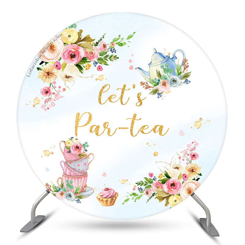 Lofaris Teapot Floral Lets Par-tea Round Backdrop For Party
