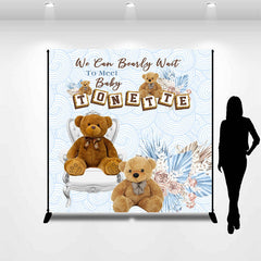 Lofaris Teddy Bear Boho Custom Name Baby Shower Backdrop