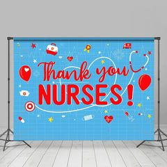 Lofaris Thank You Cute ECG Blue National Nurses Day Backdrop