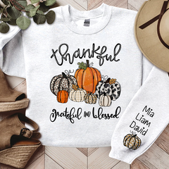 Lofaris Thankful Grateful Blessed Pumpkins Custom Sweatshirt