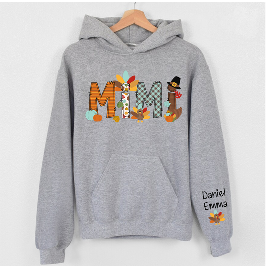 Lofaris Thanksgiving Mimi and Kids Custom Name Gift Hoodie