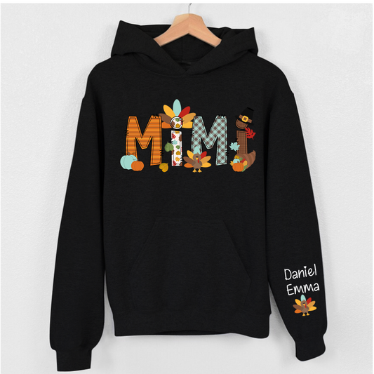 Lofaris Thanksgiving Mimi and Kids Custom Name Gift Hoodie