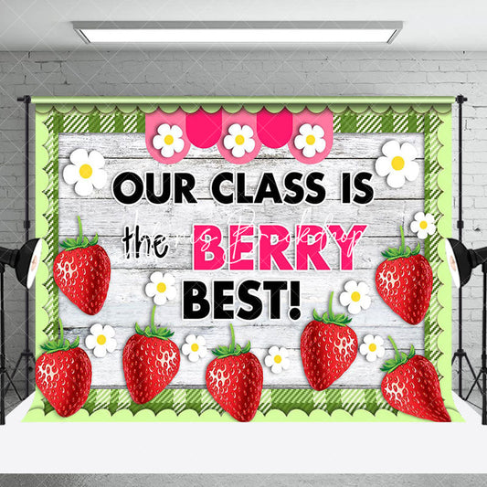 Lofaris The Berry Best Green Wooden Back To School Backdrop