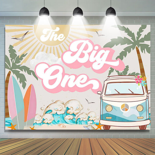 Lofaris The Big One Groovy Surf Summer 1st Birthday Backdrop