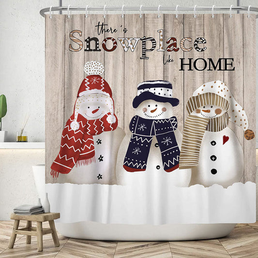 Lofaris Theres Snowplace Home Wood Christmas Shower Curtain