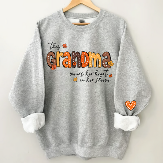 Lofaris This Grandma Wears Her Heart Autumn Custom Sweatshirt