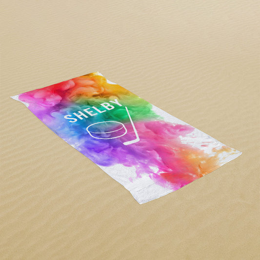 Lofaris Tie Dye Hockey Custom Name Beach Towel