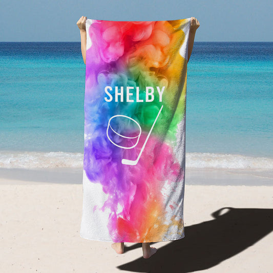 Lofaris Tie Dye Hockey Custom Name Beach Towel