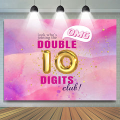 Lofaris Tie Dye Pink Double 10 Digits Club Birthday Backdrop