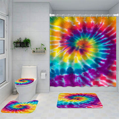 Lofaris Tie Dye Rainbow Floral Bathroom Curtain for Hotel