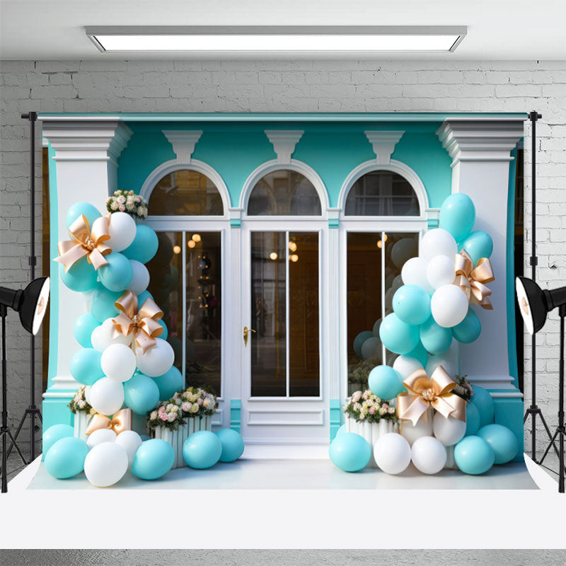 Lofaris Tiffany Blue Arch Window Balloons Birthday Backdrop