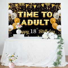 Lofaris Time To Adult Gold Black Bokeh 18 Birthday Backdrop
