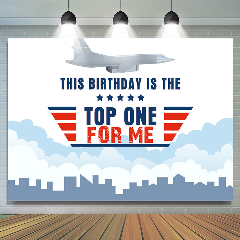 Lofaris Top One For Me Plane 1st Birthday Backdrop Boy