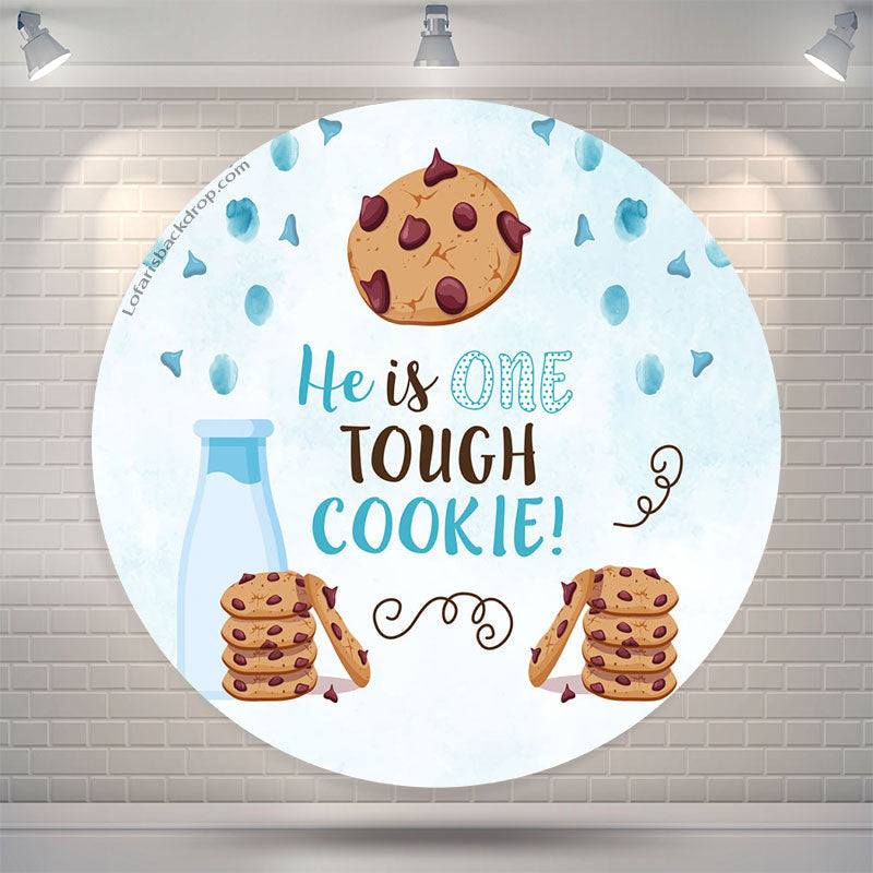 Lofaris Tough Cookie Light Blue Round 1st Birthday Backdrop
