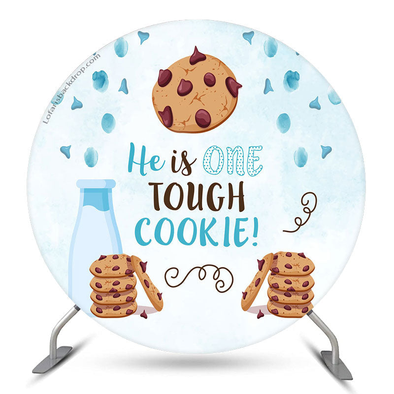 Lofaris Tough Cookie Light Blue Round 1st Birthday Backdrop
