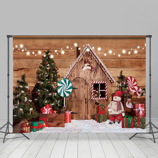 Lofaris Toy Doll Gifts Wood Door And Window Chrismas Backdrop