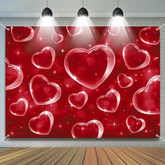 Lofaris Transparent Shining Heart Crystal Bokeh Red Backdrop