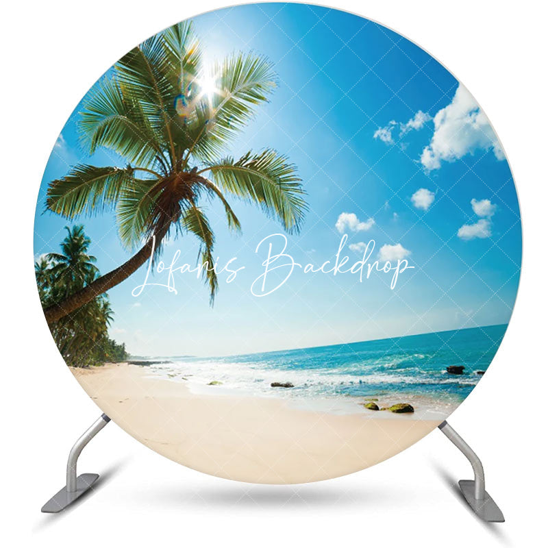 Lofaris Tree Sunlight Hawaii Beach Round Birthday Backdrop