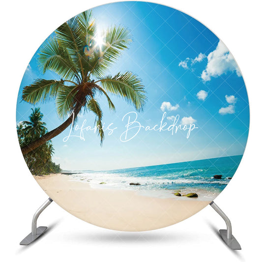 Lofaris Tree Sunlight Hawaii Beach Round Birthday Backdrop