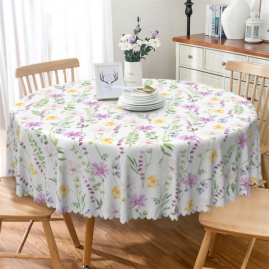 Lofaris Trendy Spring Wildflowers Patterns Circle Tablecloth