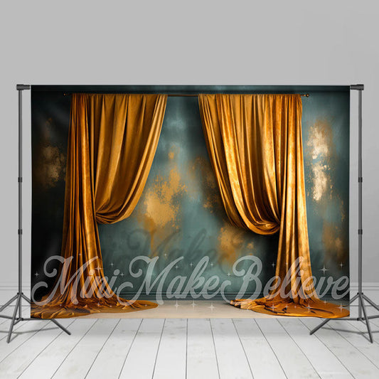 Lofaris Trim Moulding Gold Blue Curtains Fine Art Backdrop