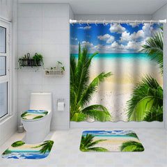 Lofaris Tropical Blue Sky Beach Decorative Shower Curtain
