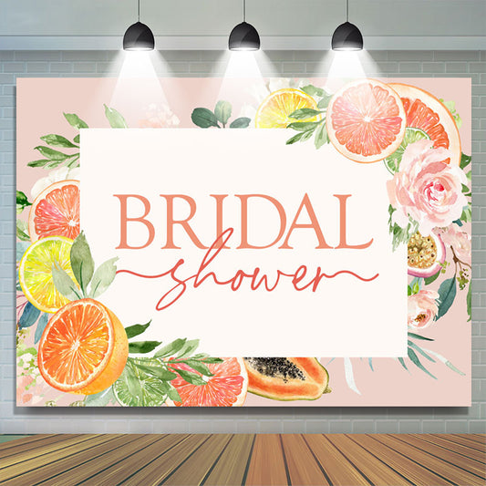 Lofaris Tropical Citrus Lemon Floral Bridal Shower Backdrop