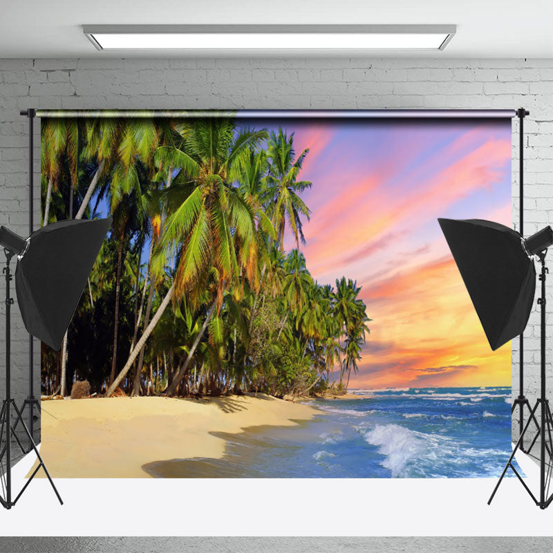 Lofaris Tropical Coconut Trees Beach Sunset Summer Backdrop