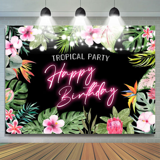 Lofaris Tropical Party Monstera Floral Birthday Backdrop