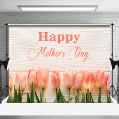 Lofaris Tulip Spring Wooden Happy Mothers Day Backdrop