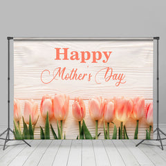 Lofaris Tulip Spring Wooden Happy Mothers Day Backdrop