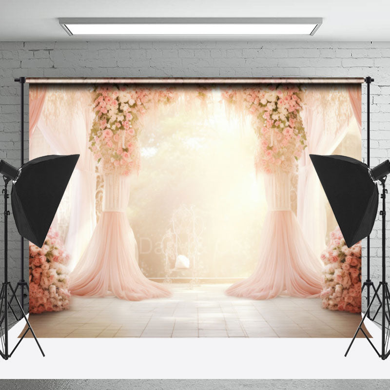 Lofaris Tulle Curtain Rose Decoration Wedding Photo Backdrop