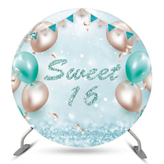 Lofaris Turquoise Balloon Sweet 16 Birthday Round Backdrop