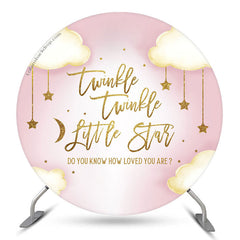 Lofaris Twinkle Little Star Pink Baby Shower Round Backdrop