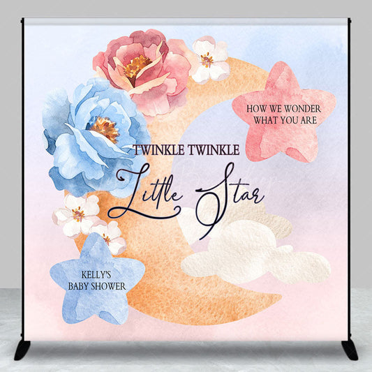 Lofaris Twinkle Star Floral Moon Custom Baby Shower Backdrop