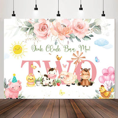 Lofaris Two Floral Plants Animals 2nd Birthday Backdrop