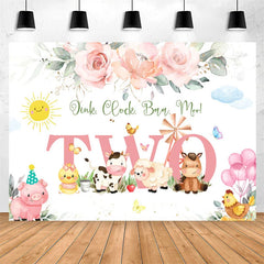 Lofaris Two Floral Plants Animals 2nd Birthday Backdrop